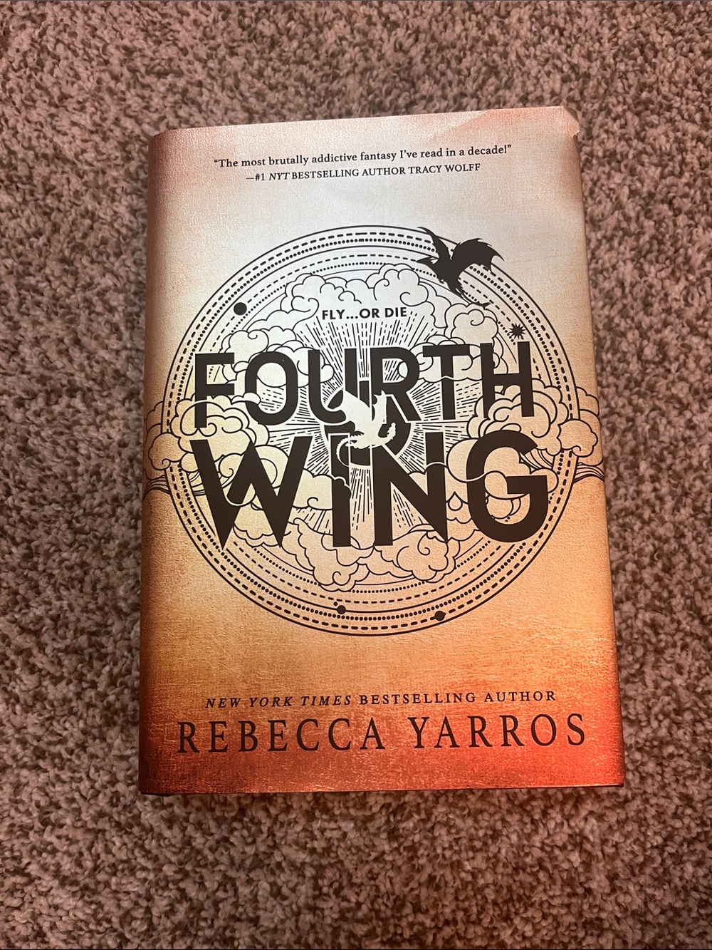 Fourth Wing by Rebecca Yarros - Orange Ombre Hardcover
